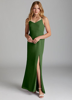 Azazie Becca Junior Olive Mermaid Chiffon Dress image1