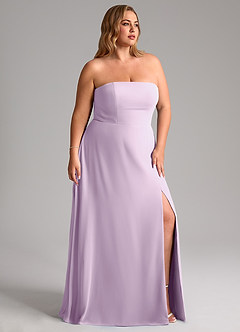 Azazie Wren Jurken voor bruidsmeisjes Converteerbaar Jurk van Chiffon met A-Lijn Zijsplit Frosted Lila image12