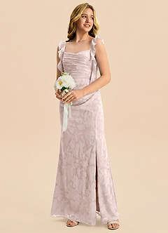Azazie Jessamine Junior Blushing Pink Mermaid Sweetheart Neckline Floral Burnout Dress image4