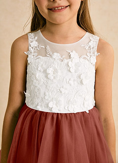 Azazie Lina Flower Girl Dresses Ivory Auburn Ball-Gown Lace Dress image8