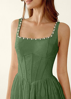 Ottavia Eucalyptus Jacquard Midi A-line Graduation Dress image6