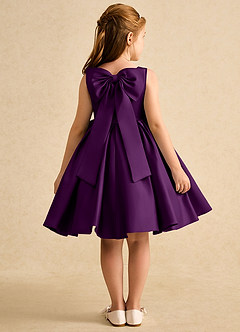 Azazie Jessie vestidos de niña de las flores Vestido de Uva de Satin Mate de Corte En A con Lazo image1