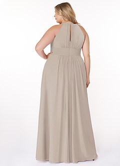 Azazie Bonnie Bridesmaid Dresses A-Line Keyhole Ruched Chiffon Floor-Length Dress image8