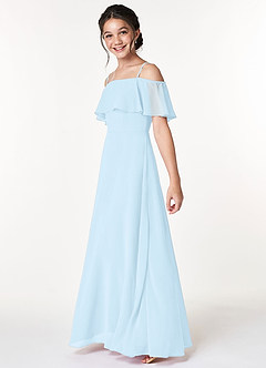 Azazie Maggie Junior Sky Blue A-Line Off the Shoulder Chiffon Dress image5
