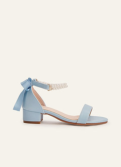 front Pärla och rosett öppen tå blockklackar för småbarn, stora barn