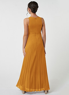 Azazie Lindie Junior Butterscotch A-Line Pleated Chiffon Dress image2