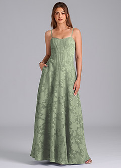 Azazie Stasy At-home Try On Dresses Agave A-Line Sweetheart Neckline Floral Burnout Dress image1