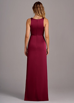 Azazie Wrenlee Bridesmaid Dresses Burgundy A-Line Stretch Satin Dress image7