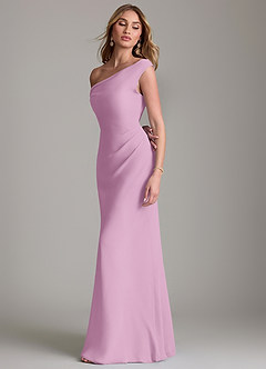 Azazie Emerson Jurken voor bruidsmeisjes Jurk van Chiffon met Kolom Off the Shoulder Snoep Roze image6