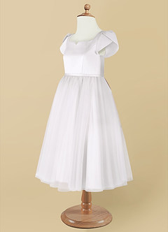 Azazie Malinda Vendita Finale Abito Principessa in Tulle Con Maniche Bianco image8