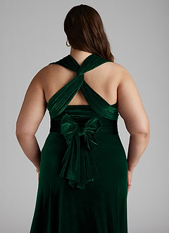 Frosted Bow Velvet Dress in Emerald main image 1