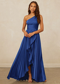 Christian Siriano Bridal for Azazie 1008 Bridesmaid Dresses Royal Blue A-Line One Shoulder Stretch Satin Dress image5