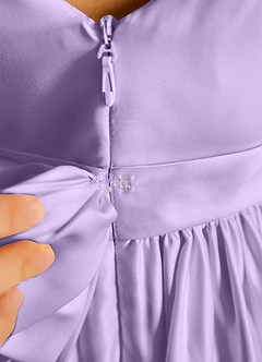 Azazie Violeta Flower Girl Dresses Lilac Ball-Gown Bow Matte Satin Dress image3