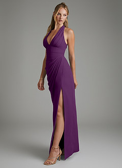 Azazie Tina Bridesmaid Dresses Grape Mermaid Corset Chiffon Dress image5