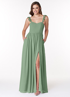 Azazie Metz Bridesmaid Dresses Matcha A-Line Sweetheart Ruched Chiffon Dress image1