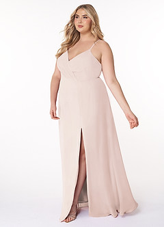 Azazie Everleigh Abiti da Damigella Abito A-Line in Chiffon con Scollo a Cuore a Pieghe Petalo Di Rosa image11