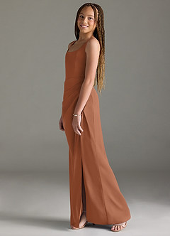 Azazie Mero Junior Bronzer Mermaid Pleated Stretch Satin Dress image4