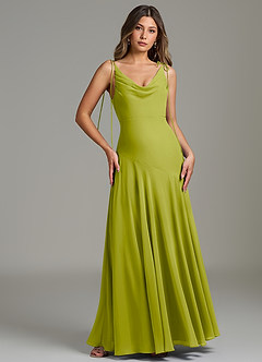 Azazie Dawn Bridesmaid Dresses Lemongrass Mermaid Pleated Chiffon Dress image4