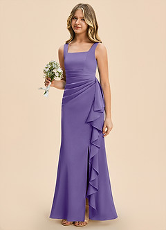 Azazie Adrienne Junior Tahiti Sheath Pleated Stretch Satin Dress image1