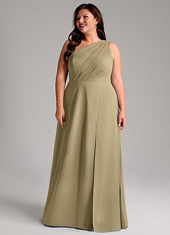 Azazie Phaedra Bridesmaid Dresses Moss Green A-Line One Shoulder Chiffon Dress image16