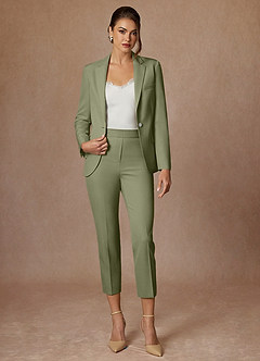 front Kennedy Pistachio Structured Stretch Pants Suit