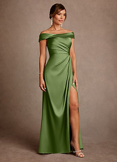 Azazie Bedford Mother of the Bride Dresses Juniper Sheath Pleated Stretch Satin Dress image4