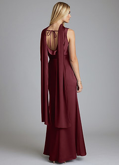 Azazie Tallie Bridesmaid Dresses Cabernet Mermaid Pleated Stretch Satin Dress image4