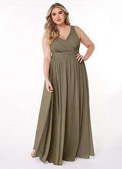 Azazie Kora Bridesmaid Dresses Willow Green A-Line Pleated Chiffon Dress image7