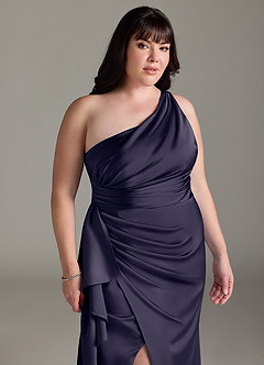 Azazie Maive Bridesmaid Dresses Stormy Sheath Ruched Stretch Satin Dress image11