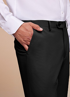 front Miles Black Seersucker Dress Pants