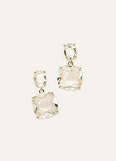 front Transparent Crystal Gemstone Earrings