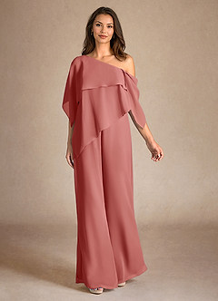 Azazie Halima Mother of the Bride Dresses Antique Rose Jumpsuit/Pantsuit Side Slit Chiffon Dress image4