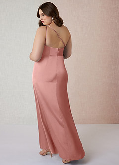 Azazie Mika Bridesmaid Dresses Rosette Sheath One Shoulder Stretch Satin Dress image11