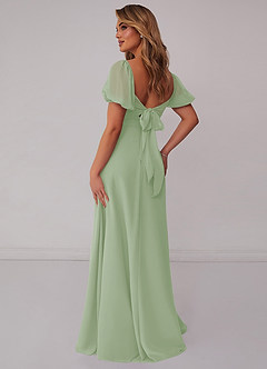 Barbie ♥ Azazie Bridesmaid Dresses Dusty Sage A-Line Pleated Chiffon Dress image2