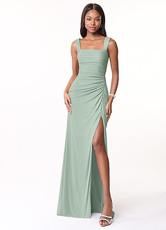Azazie Jesaphine Bridesmaid Dresses Agave Sheath Ruched Mesh Dress image5