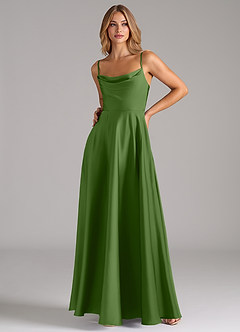 Azazie Elle Brudtärnklänningar Klä av A-Linje i Stretch Satin Plisserad Basilika image5