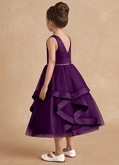 Azazie Posy Flower Girl Dresses Grape A-Line Beaded Tulle Dress image2