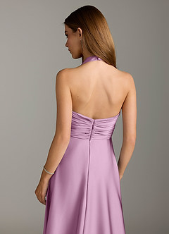 Azazie Tessie Robes de demoiselle d'honneur Robe Trapèze en Satin extensible Plissée Glycine image7