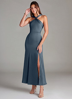Azazie Rue Bridesmaid Dresses Twilight Mermaid Pleated Stretch Satin Dress image1