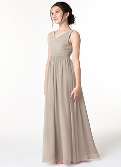 Azazie Sawyer Junior Frost A-Line Pleated Chiffon Dress image4