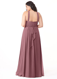 Azazie Dixie Bridesmaid Dresses Amethyst A-Line Halter Pleated Chiffon Dress image10