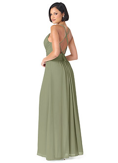 Azazie Farren Vestidos de damas de honor Vestido de Pistacho de Gasa de Corte en A Convertible con Plisado image5