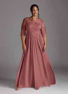 Azazie Harriet Mother of the Bride Dresses Desert Rose A-Line Scoop lace Mesh Dress image9