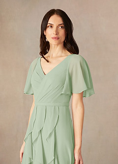 Azazie Watson Mother of the Bride Dresses Dusty Sage A-Line V-Neck Chiffon Dress image3