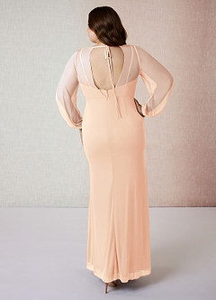 Azazie Denali Final Sale Agave Sheath Bow Mesh Dress image8