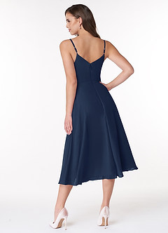 Azazie Clarissa Bridesmaid Dresses Dark Navy A-Line V-Neck Chiffon Dress image2