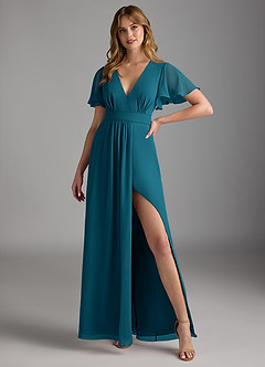 Azazie Zaniah Bridesmaid Dresses Ink Blue A-Line Chiffon Dress image4