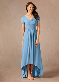 Azazie Polly Kleider für die Brautmutter A-Linie Spitze Chiffon Kleid Stahlblau image7