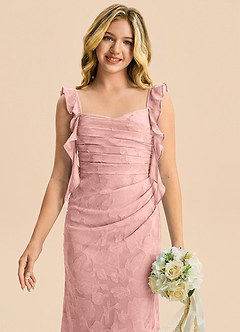 Azazie Jessamine Junior Robe Sirène en Blumen-Burnout Décolleté en cœur Rose Poudré image6
