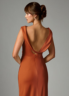 Azazie Kieryn Robes de demoiselle d'honneur Robe Sirène en Satin extensible Plissée Cannelle image2